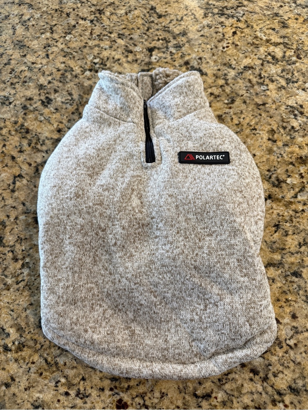 Polartec Zippered Jacket Heather Light Gray Tan Dog Fleece Pullover Velcro Small